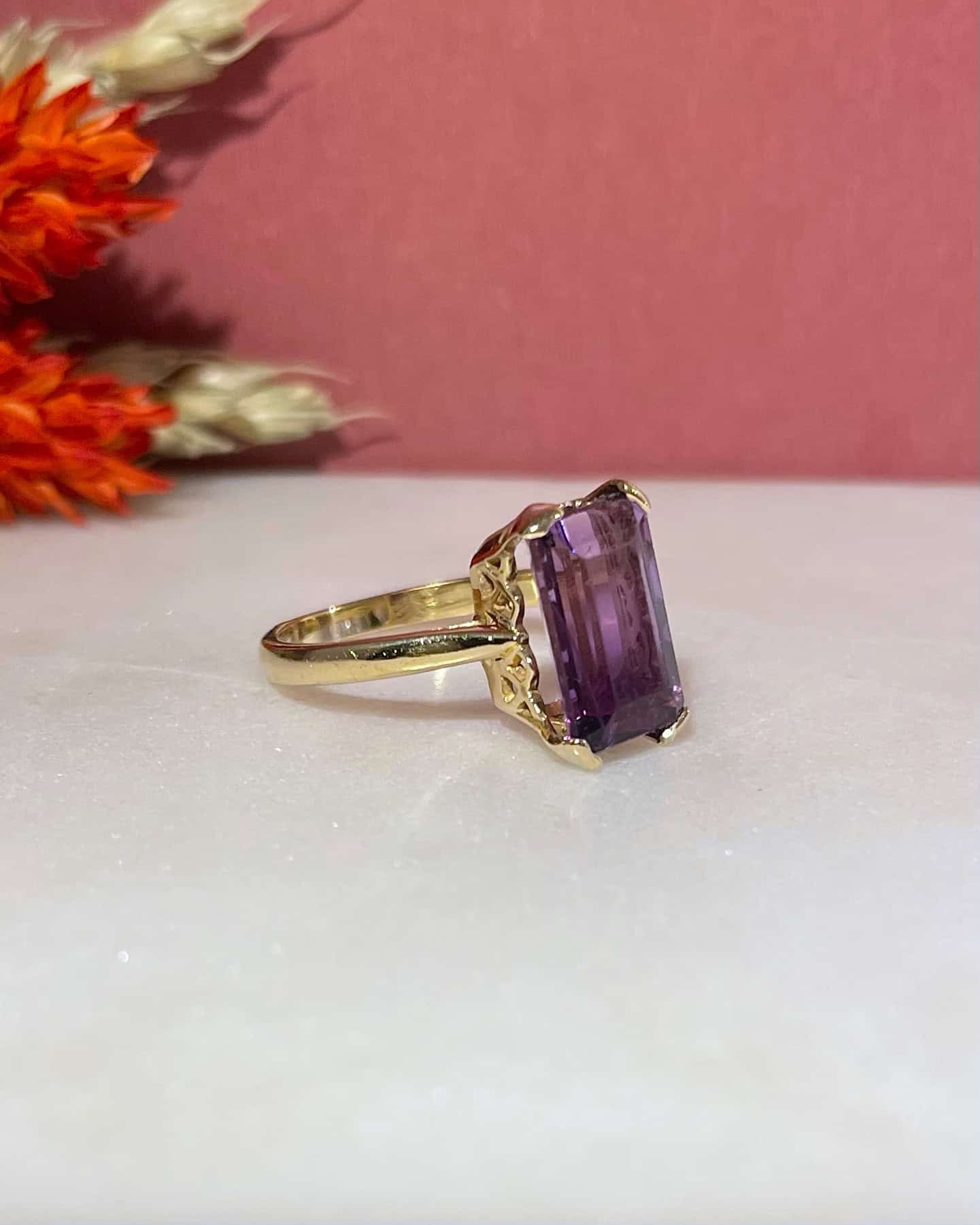 Bague Solitaire Cocktail Améthyste 3.30 carats "Amely" - Elliade Paris