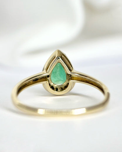 Bague Solitaire Émeraude 0.60 carat &amp; Diamants "Cynthia" - Elliade Paris