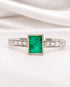 Bague Solitaire Émeraude 0.80 carat & Diamants "Abigaël" - Elliade Paris