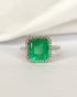 Bague Solitaire Emeraude 4.38 carats & 46 Diamants "Elodie" - Elliade Paris