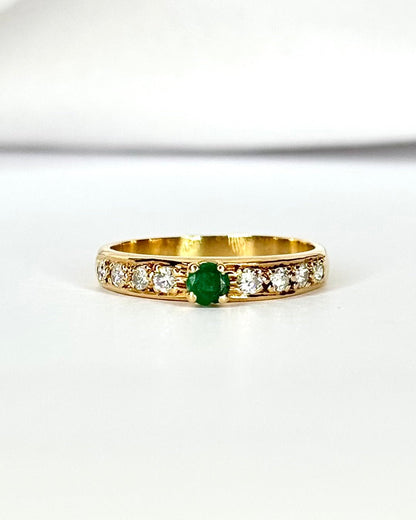 Bague Solitaire Émeraude &amp; Diamants "Zélie" - Elliade Paris