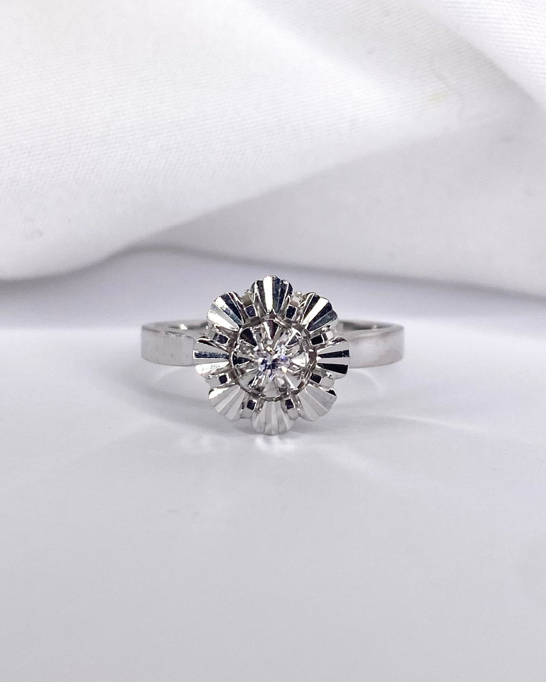 Bague Solitaire Fleur Diamant "Aglaé" - Elliade Paris