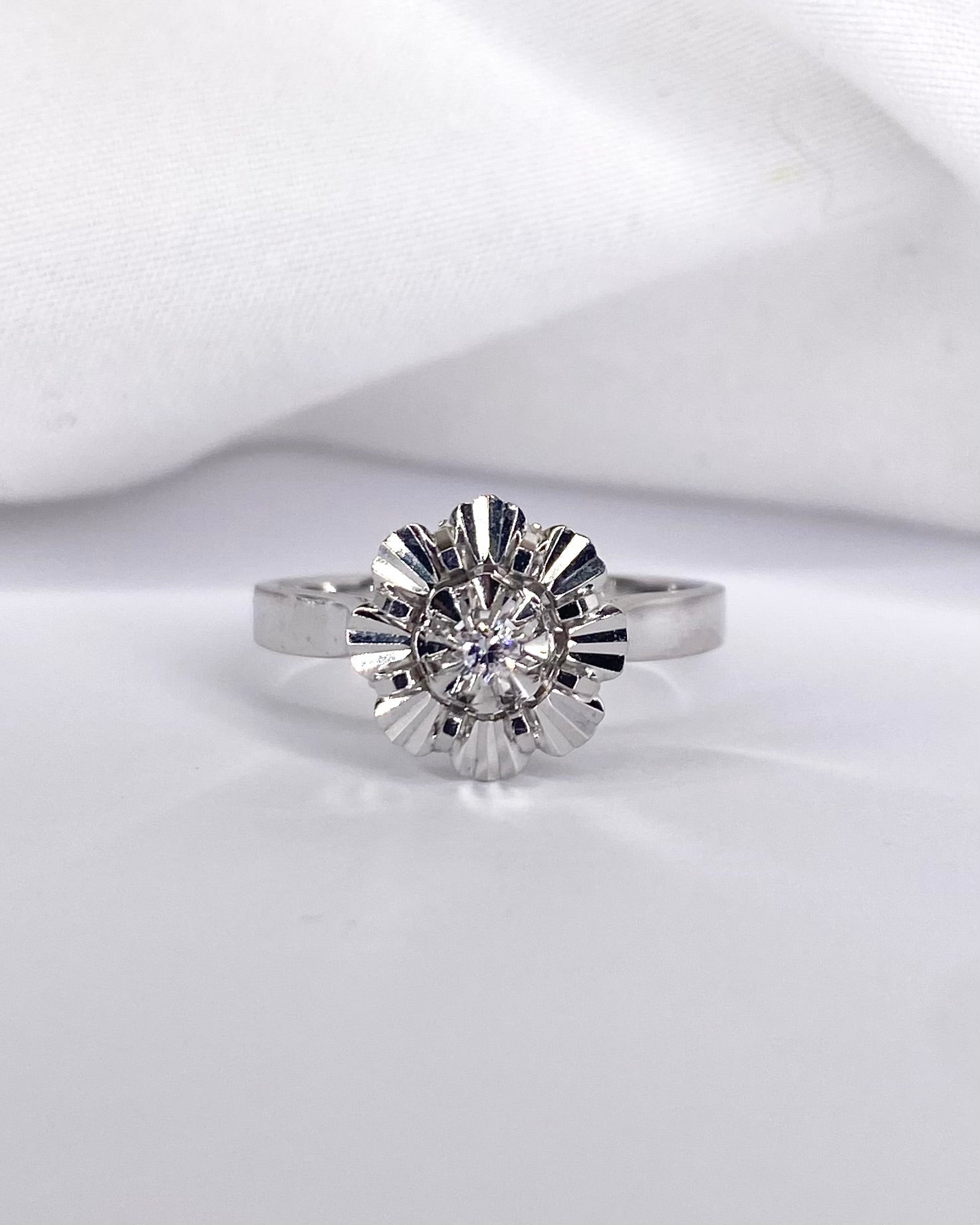 Bague Solitaire Fleur Diamant "Aglaé" - Elliade Paris