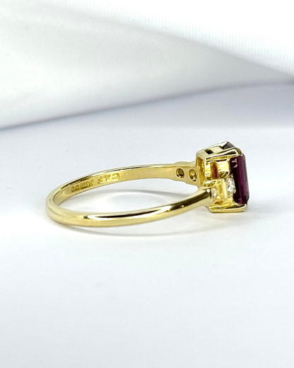 Bague Solitaire Grenat 1.15 carat &amp; Diamants "Irena" - Elliade Paris