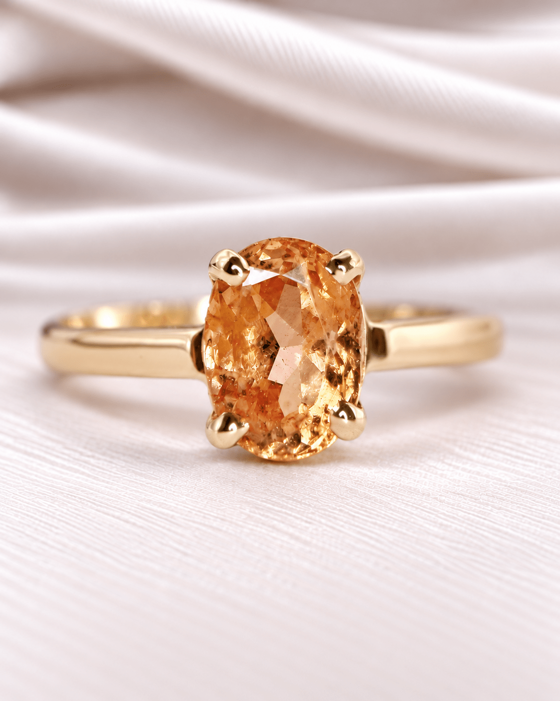 Bague Solitaire Grenat Hessonite 1.38 carat "Mélanie" - Elliade Paris