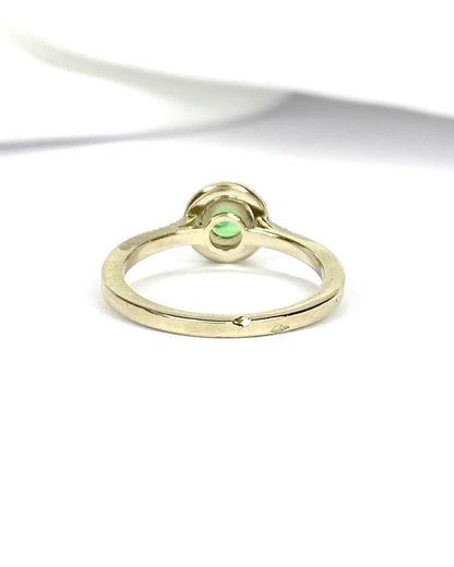 Bague Solitaire Grenat Vert 0.67 carat &amp; Diamants 0.22 carat "Erika" - Elliade Paris