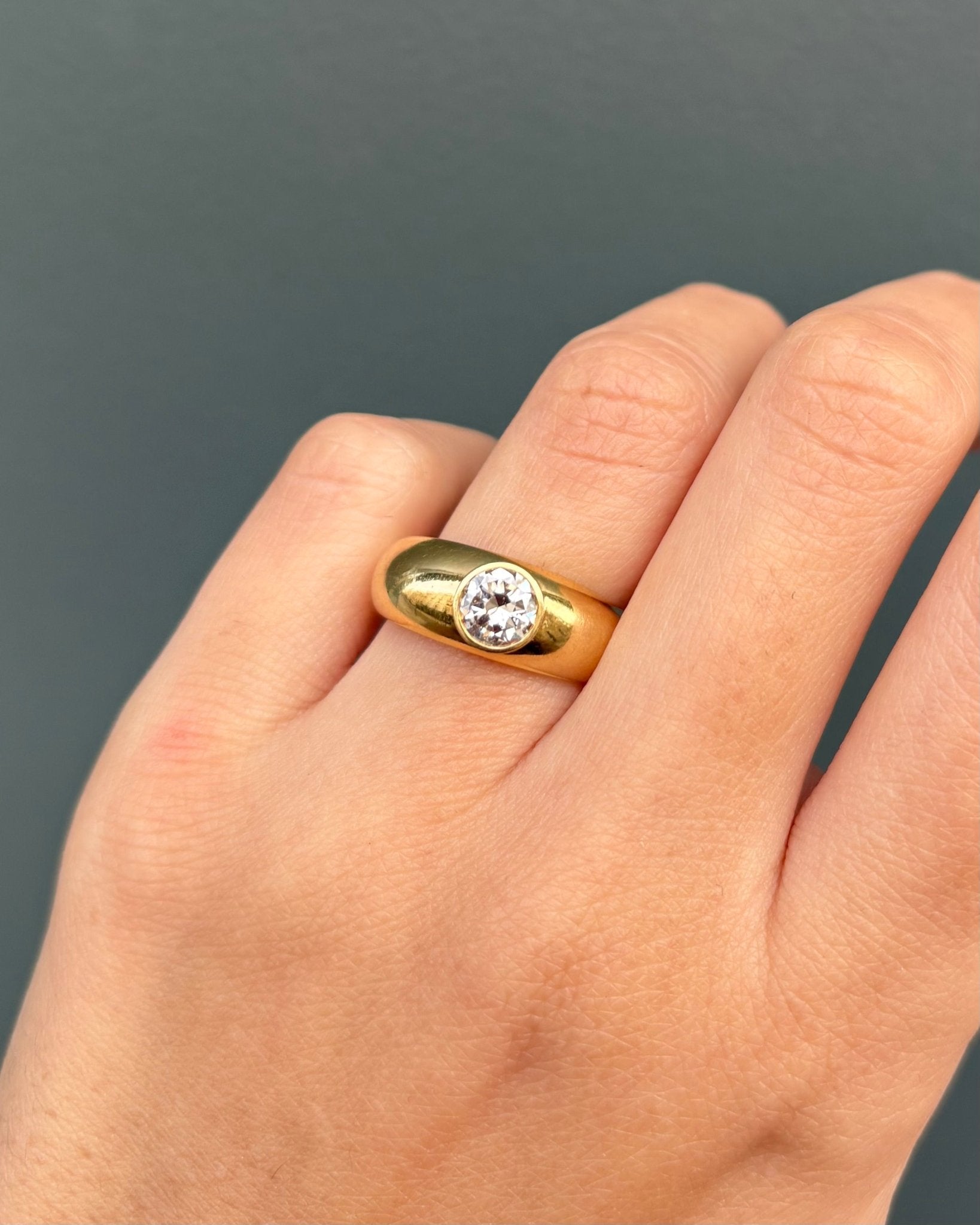 Bague Solitaire Jonc Diamant 0.50 carat &amp; Or 5,69 g "Livia" - Elliade Paris