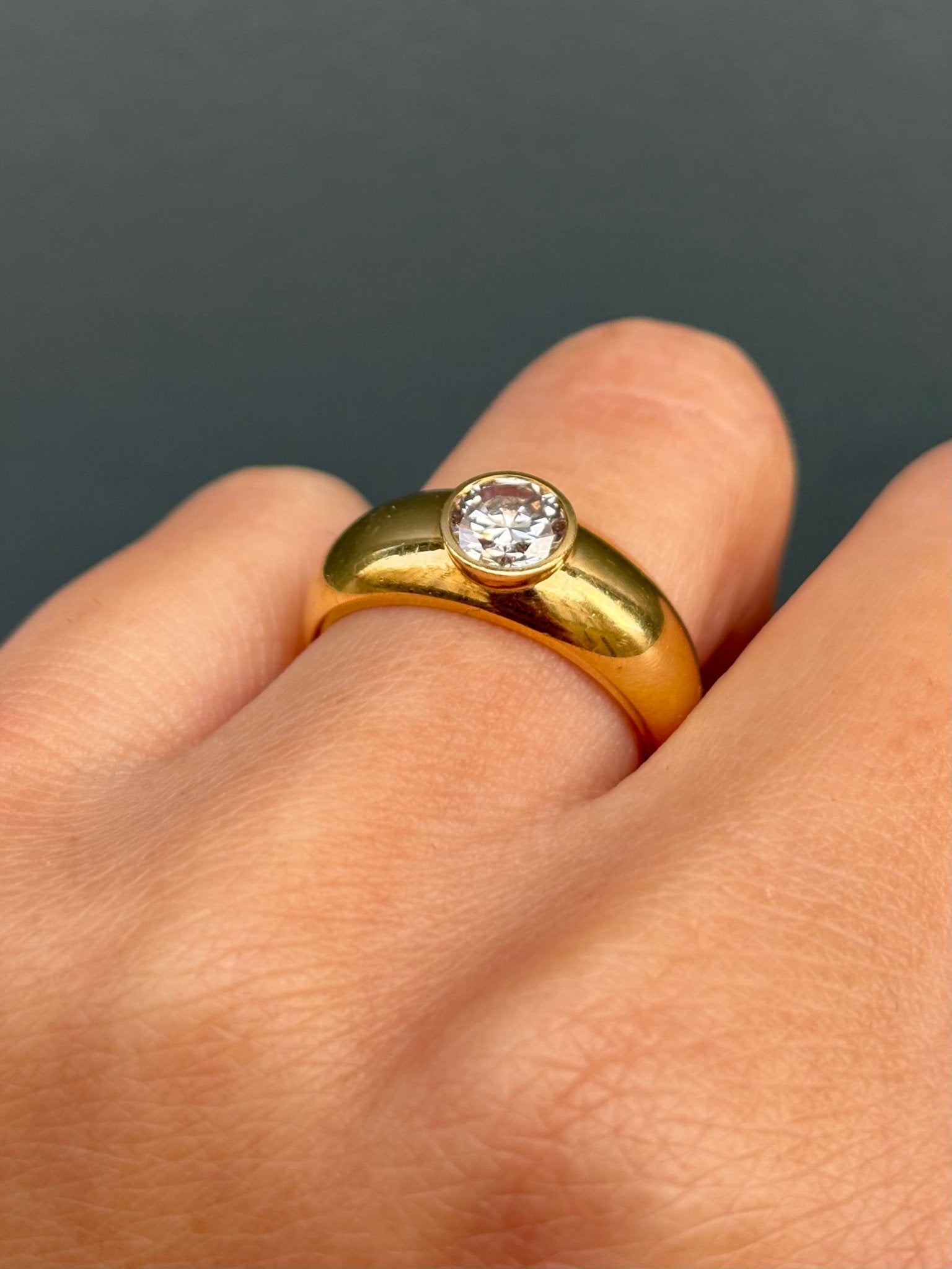 Bague Solitaire Jonc Diamant 0.50 carat &amp; Or 5,69 g "Livia" - Elliade Paris