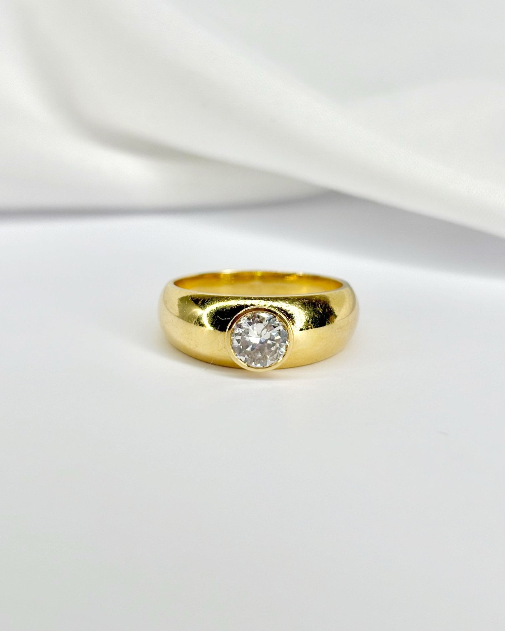 Bague Solitaire Jonc Diamant 0.50 carat &amp; Or 5,69 g "Livia" - Elliade Paris