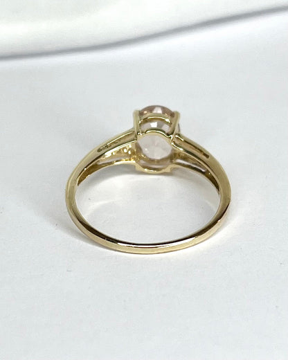 Bague Solitaire Morganite 1.30 carat &amp; 2 Diamants "Mihaela" - Elliade Paris
