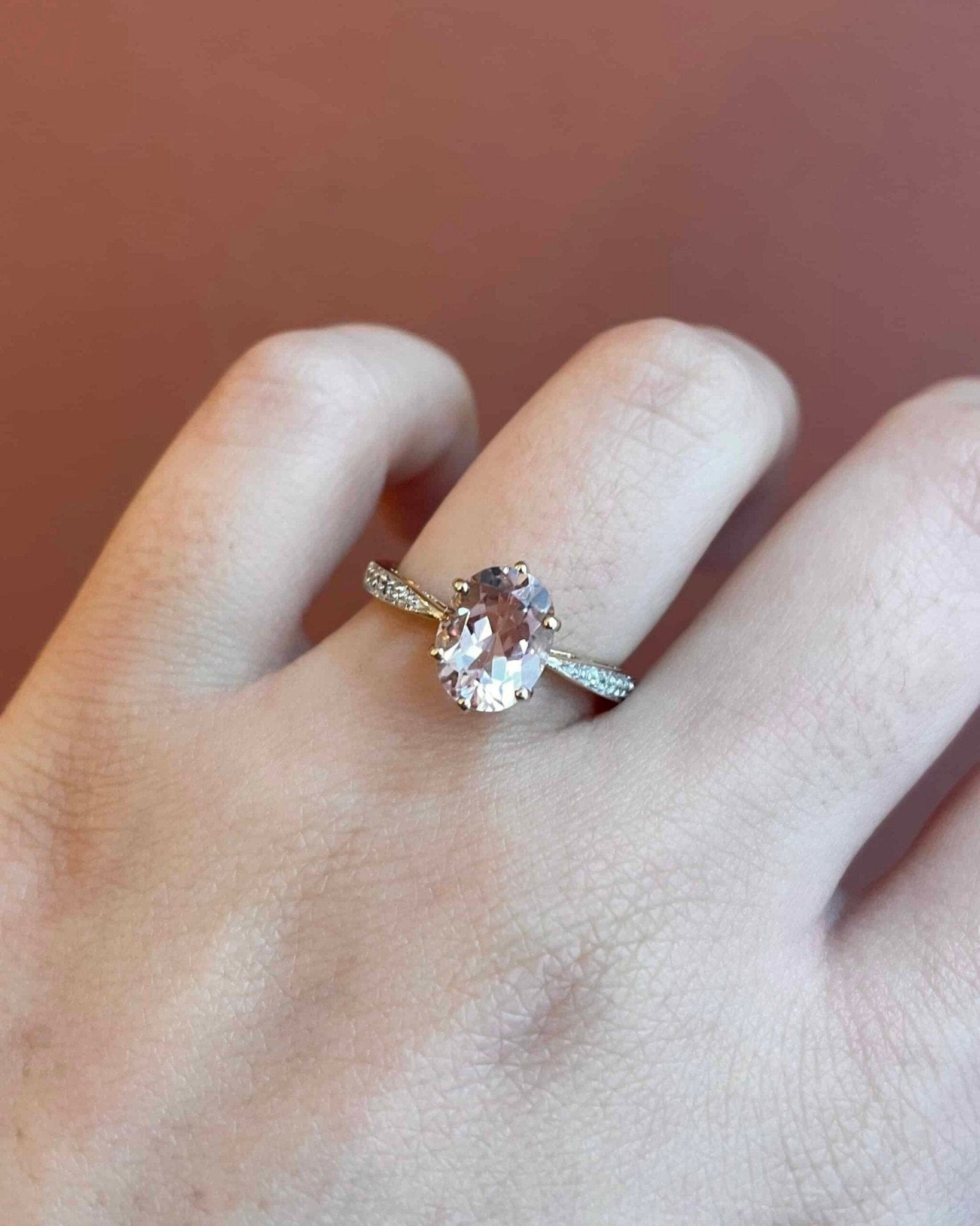 Bague Solitaire Morganite 1.50 carat &amp; Diamants "Eulalie" - Elliade Paris
