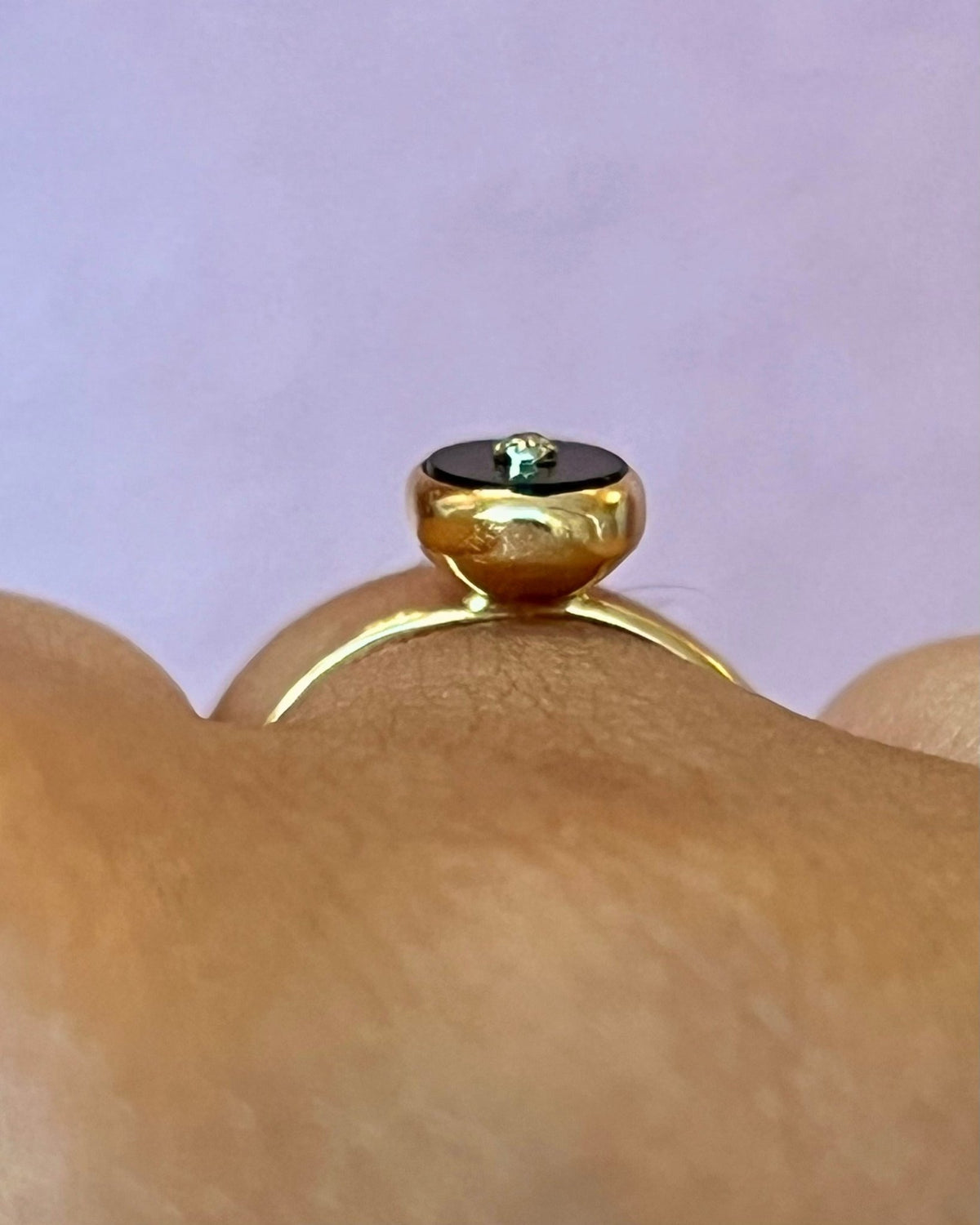 Bague Solitaire Onyx &amp; Diamant "Joline" - Elliade Paris