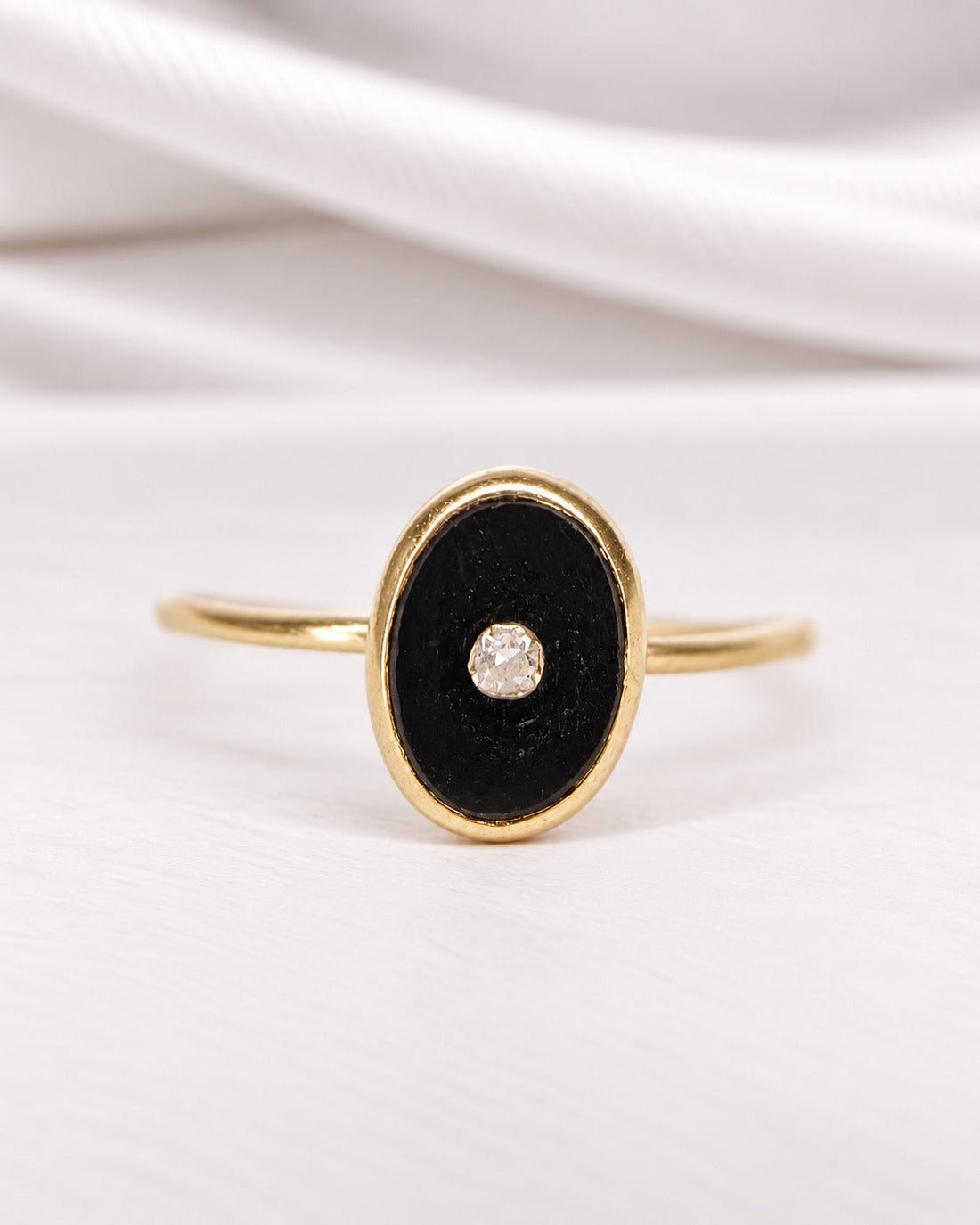 Bague Solitaire Onyx &amp; Diamant "Joline" - Elliade Paris