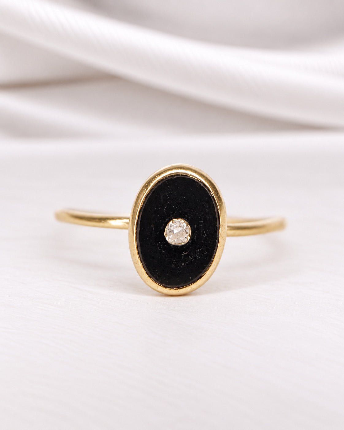 Bague Solitaire Onyx &amp; Diamant "Joline" - Elliade Paris