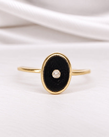 Bague Solitaire Onyx &amp; Diamant "Joline" - Elliade Paris