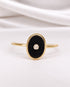 Bague Solitaire Onyx & Diamant "Joline" - Elliade Paris