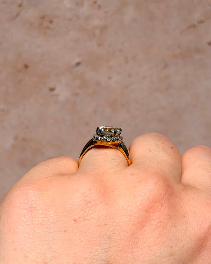 Bague Solitaire Prasiolite 2.65 carats &amp; Diamants "Emma" - Elliade Paris