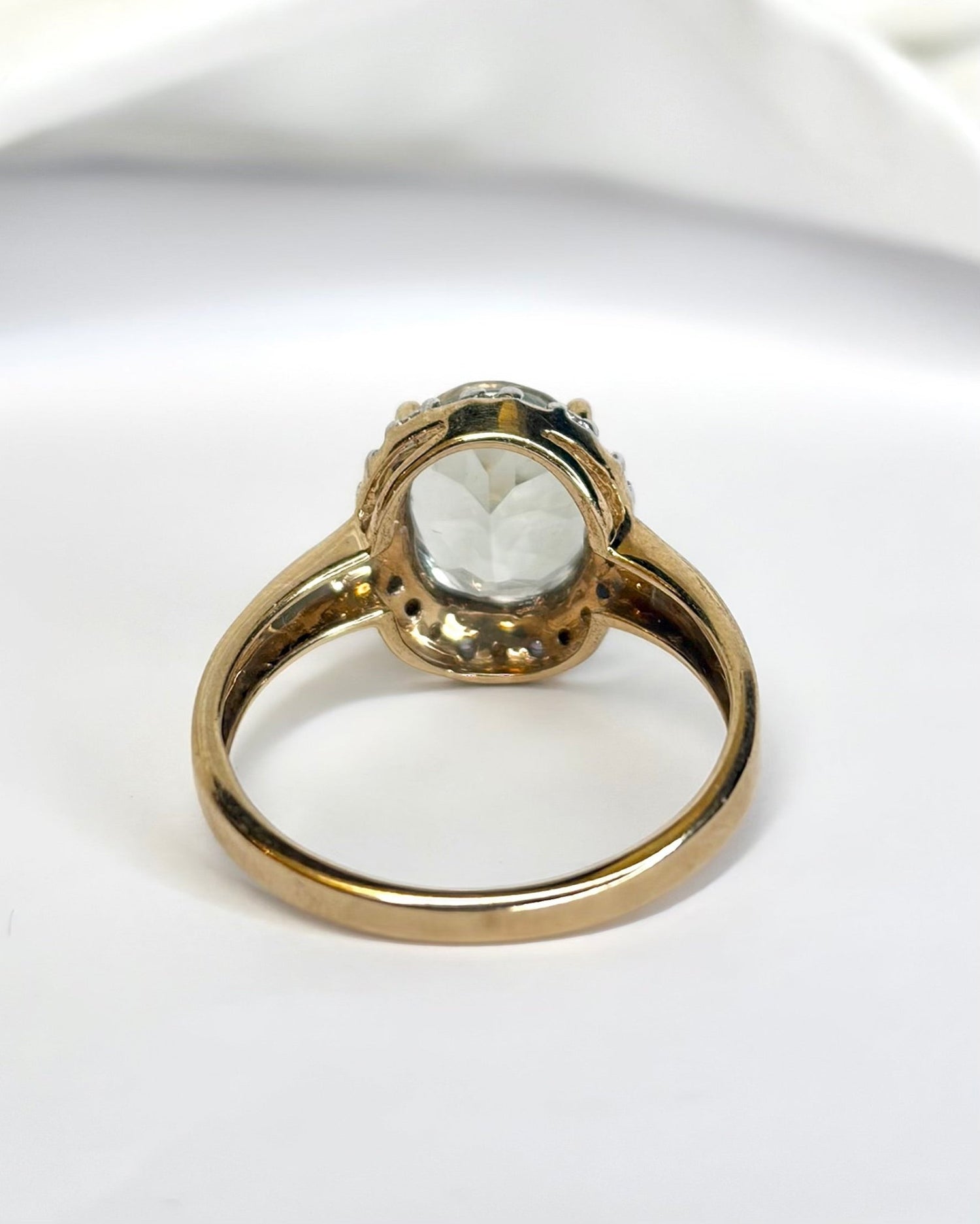 Bague Solitaire Prasiolite 2.65 carats &amp; Diamants "Emma" - Elliade Paris