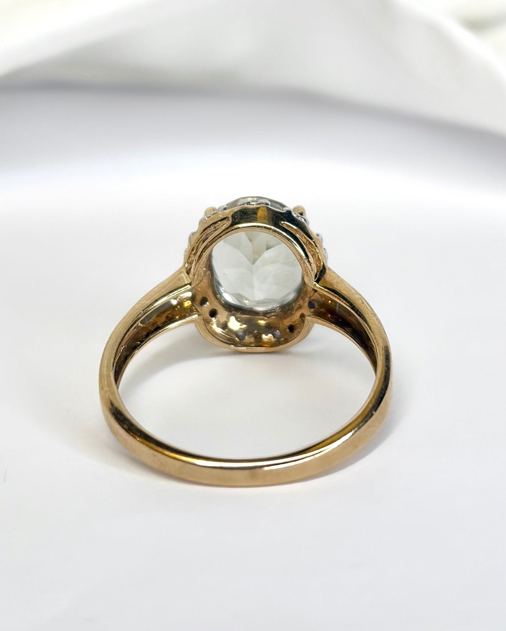 Bague Solitaire Prasiolite 2.65 carats &amp; Diamants "Emma" - Elliade Paris