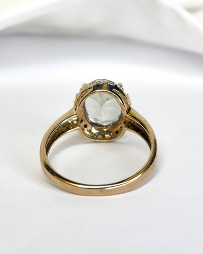Bague Solitaire Prasiolite 2.65 carats &amp; Diamants "Emma" - Elliade Paris