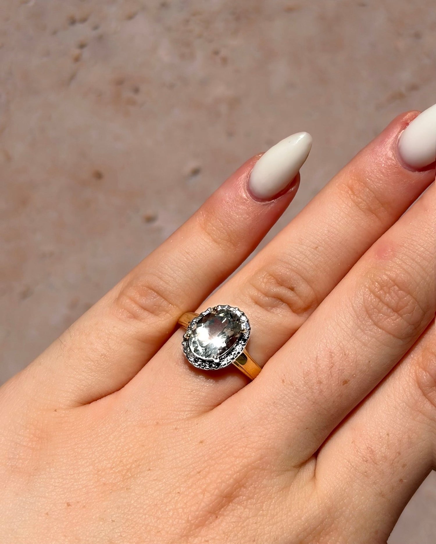 Bague Solitaire Prasiolite 2.65 carats &amp; Diamants "Emma" - Elliade Paris