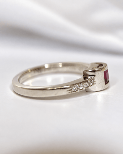 Bague Solitaire Rubis 0.30 carat &amp; Diamants 4.31g "Ernest" - Elliade Paris