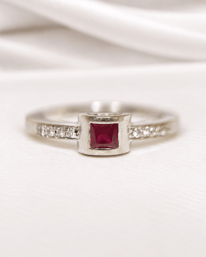 Bague Solitaire Rubis 0.30 carat &amp; Diamants 4.31g "Ernest" - Elliade Paris