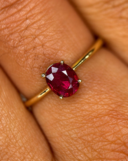Bague Solitaire Rubis 0.92 carat "Ines" - Elliade Paris