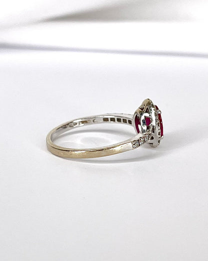 Bague Solitaire Rubis 1.09 carat &amp; Diamants 0.24 carat "Jade" - Elliade Paris