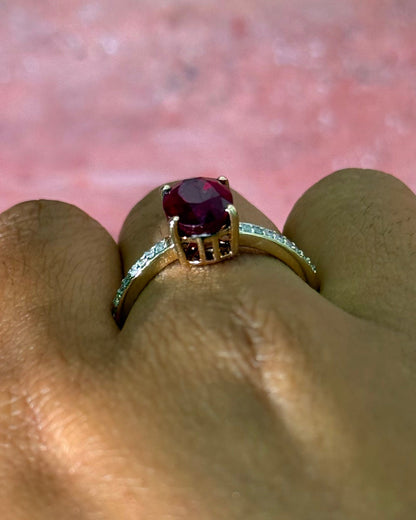 Bague Solitaire Rubis 2.78 carats &amp; Diamants "Télma" - Elliade Paris