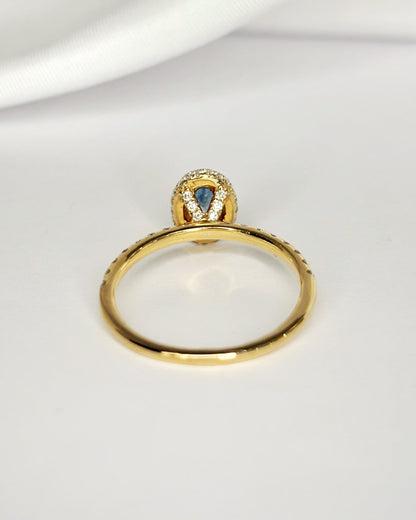 Bague Solitaire Saphir 0.40 carat &amp; Diamants 0.64 carat "Magda" - Elliade Paris