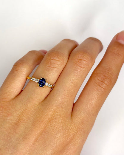 Bague Solitaire Saphir 0.55 carat &amp; Diamants "Sofia" - Elliade Paris