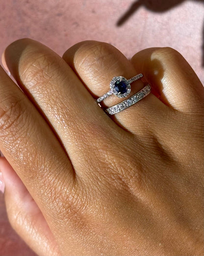 Bague Solitaire Saphir 0.61 carat &amp; Diamants 0.22 carat "Edwige" - Elliade Paris