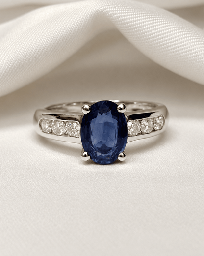 Bague Solitaire Saphir 1 carat &amp; Diamants "Gina" - Elliade Paris
