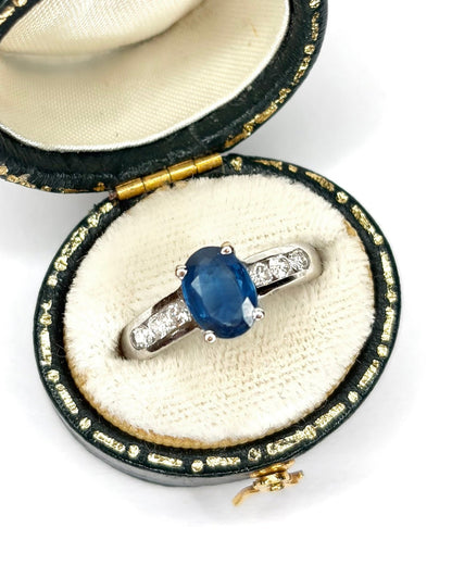 Bague Solitaire Saphir 1 carat &amp; Diamants "Gina" - Elliade Paris