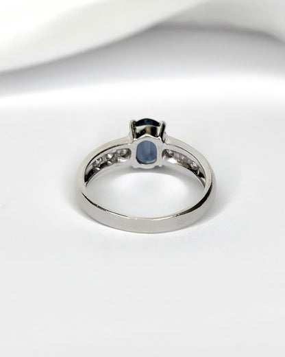 Bague Solitaire Saphir 1 carat &amp; Diamants "Gina" - Elliade Paris