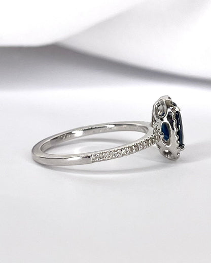 Bague Solitaire Saphir 1.70 carat &amp; Diamants 0.48 carat "Clothilde" - Elliade Paris
