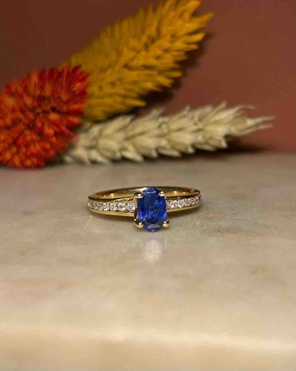 Bague Solitaire Saphir &amp; Diamants &quot;Laurianne&quot; - Elliade Paris