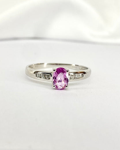 Bague Solitaire Saphir Rose 0.43 carat &amp; Diamants "Séraphine" - Elliade Paris