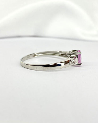 Bague Solitaire Saphir Rose 0.43 carat &amp; Diamants "Séraphine" - Elliade Paris