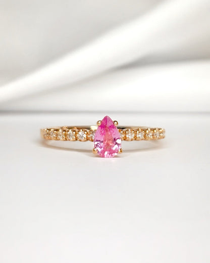 Bague Solitaire Saphir Rose 0.43 carat &amp; Diamants "Victoria" - Elliade Paris