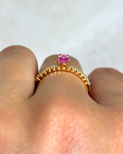 Bague Solitaire Saphir Rose 0.43 carat &amp; Diamants "Victoria" - Elliade Paris