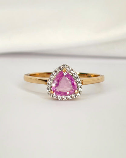 Bague Solitaire Saphir Rose 1 carat &amp; Topazes "Mandy" - Elliade Paris