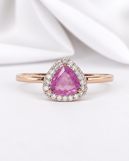 Bague Solitaire Saphir Rose 1 carat &amp; Topazes "Mandy" - Elliade Paris