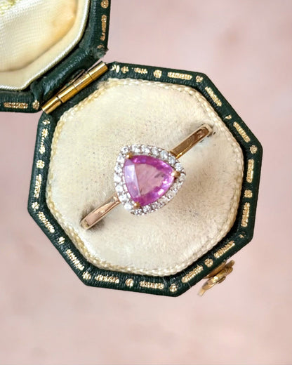 Bague Solitaire Saphir Rose 1 carat &amp; Topazes "Mandy" - Elliade Paris