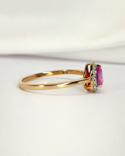 Bague Solitaire Saphir Rose 1 carat &amp; Topazes "Mandy" - Elliade Paris