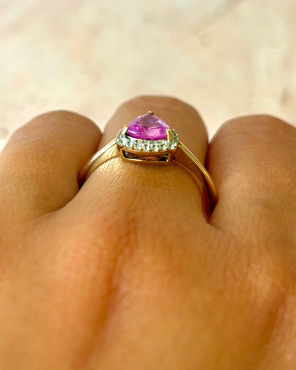 Bague Solitaire Saphir Rose 1 carat &amp; Topazes "Mandy" - Elliade Paris
