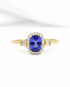 Bague Solitaire Style Art-Déco Tanzanite 1 carat & Diamants 0.31 carat "Alizée" - Elliade Paris