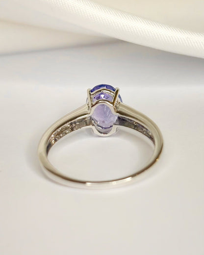 Bague Solitaire Tanzanite 1.80 carat &amp; Diamants 0.29 carat "Polly" - Elliade Paris