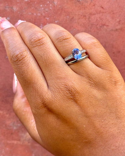 Bague Solitaire Tanzanite 1.80 carat &amp; Diamants 0.29 carat "Polly" - Elliade Paris